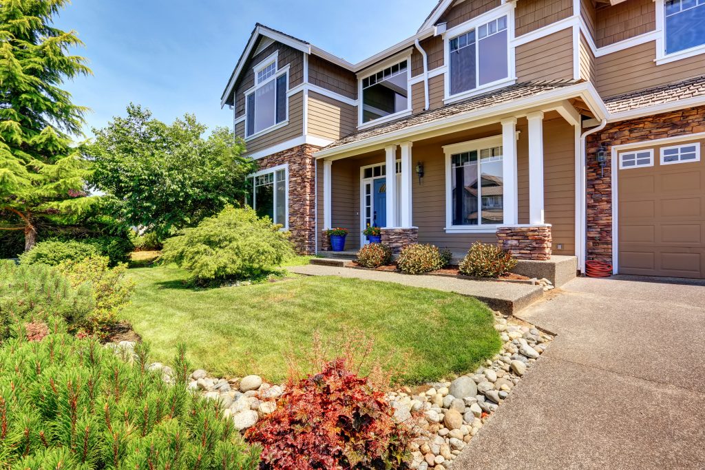 A very neat American house with gorgeous outdoor landscape. Northwest, USA.